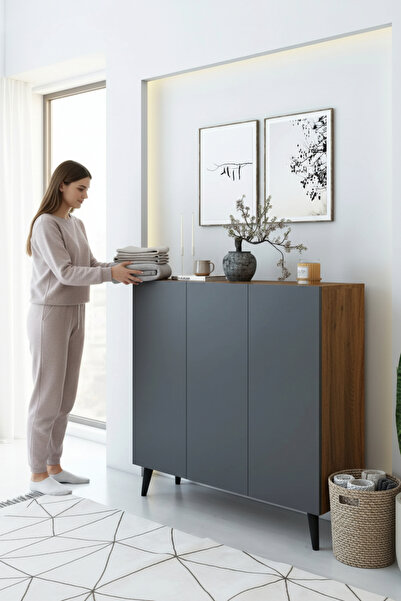 izcodesign 3 Kapaklı Raflı Ayakkabılık – Çok Amaçlı Modern Dolap | Vestiyer | Portmanto