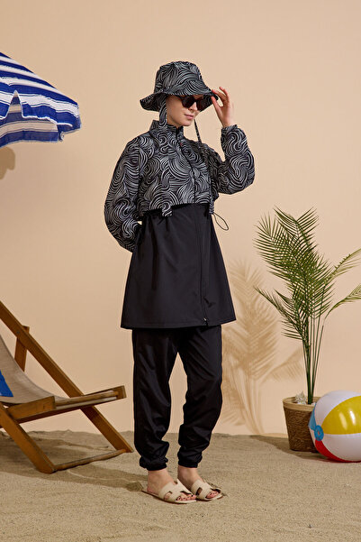 GAVLİA Women's Hijab Swimsuit 5-Piece Set - Full Coverage with Zipper..