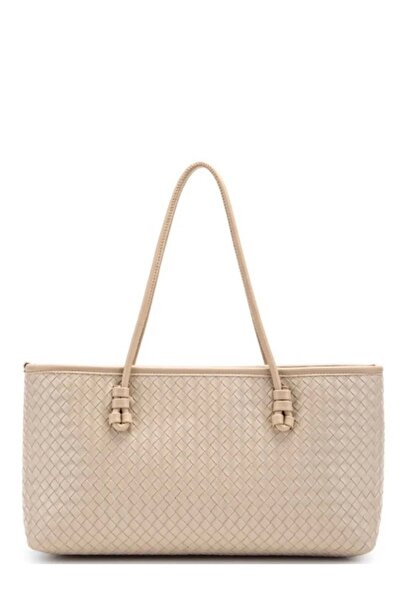 RumyaCollection Geantă tote mare tricotată cu model din nurcă pentru femei, g...