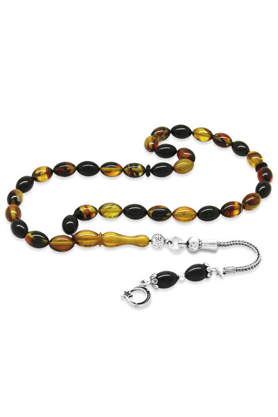 Tesbihane 925 проба срібла з бахромою, обрізка ячменю, довжина зап'ястя, чорн...