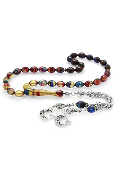 Tesbihane Non-Tarnish Metal Crescent Star Tasseled Barley Cut Filtered Bonibo...