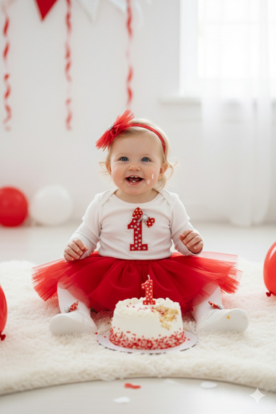 Petite Ponpon Baby Kız Bebek Doğum Günü Parti Kıyafeti Tütü Etek/elbise Set K...