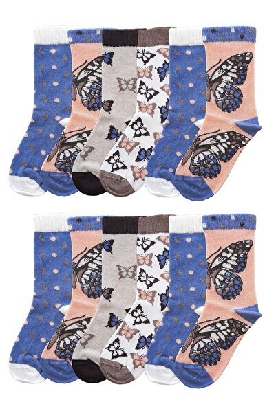 Ekinoks 12 чифта дълги чорапи за момичета, памучни, безшевни, цветни, меки