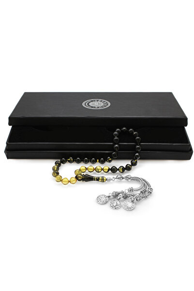 Tesbihane Κεχριμπάρι Πυρόχρωμο Ροζάριο - Με Μεταλλικές Φούντες - Με Ειδική Συ...