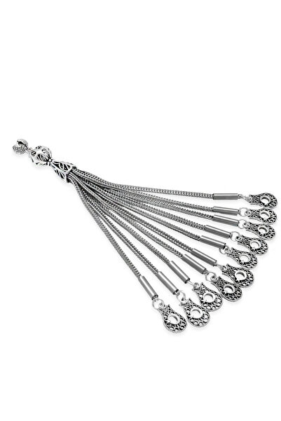 Tesbihane Ayyıldız Tasarım 10 lu Gümüş Renk Kararmaz Metal Püskül