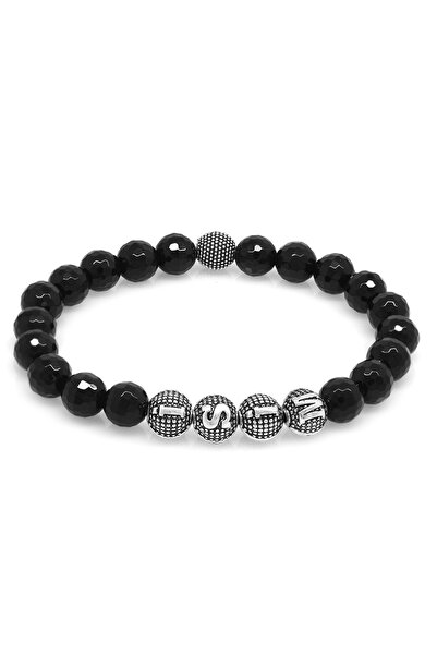 Tesbihane سوار من الحجر الطبيعي مصنوع من مزيج معدني من الأونيكس