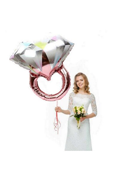 partidolu Rose Gold Renk Tektaş Yüzük Şeklinde Folyo Balon 84x54 cm 1 Adet bride