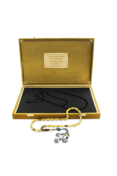 Tesbihane Premium Kutulu Gümüş Kazaz Püsküllü Kolye Kesim Sarı Beyaz Yoğun Ka...