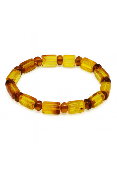 Tesbihane Sarı Soft Kırmızı Silindir Kesim Doğal Damla Kehribar Erkek Bileklik