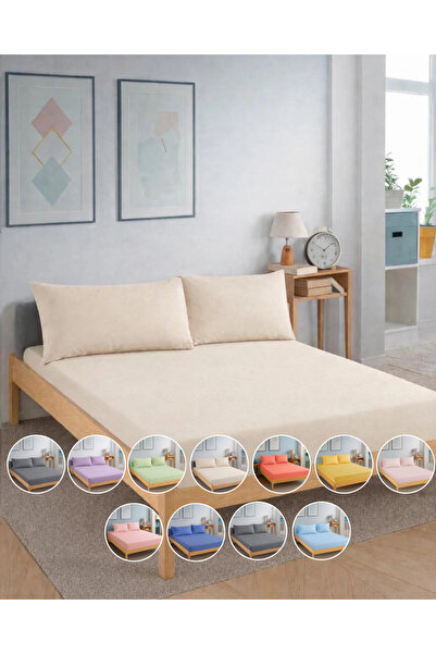 TEXTİLEGARDEN طقم ملاءات سرير مطاطية كريمية - ملاءة سرير مطاطية - طقم ملاءات ...