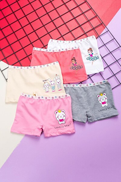 BSM Girl's 5 Pack Mixed Color Cotton Boxers 33885