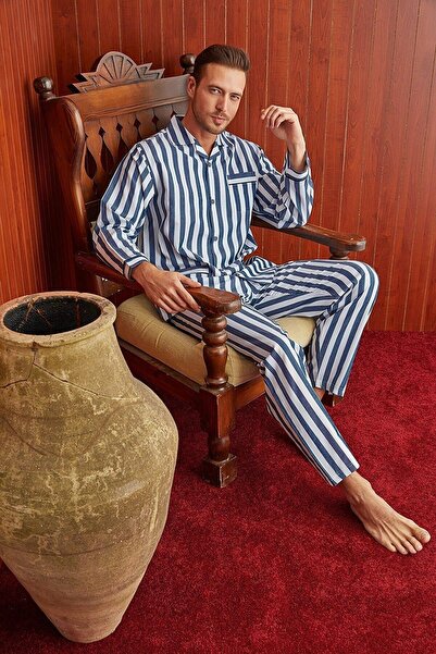 KLY %65 Pamuk Purificado Şık Tasarım Çizgili Gaffur Pijama Takımı
