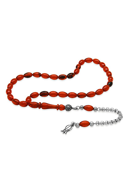 Tesbihane Non-Tarnish Metal Albanian Chain Zulfiqar Tassel Barley Cut Red Wri...