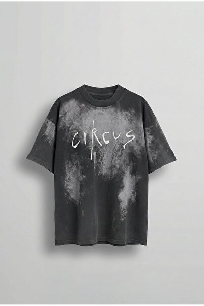 ablukaonline Men's cirsus printed washable oversize t-shirt black