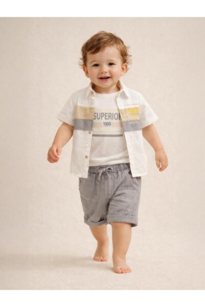 Concept. طقم قميص وشورت من الموسلين من كونسيبت، 3 قطع، للأعمار من 6 إلى 18 شه...