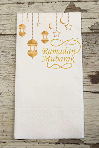 Peçetella مناديل تقديم الإفطار ذات اللون الذهبي بتصميم الشعلة والهلال، عبوة م...