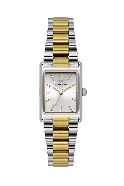 Daniel Klein ساعة نسائية فاخرة من الفولاذ المقاوم للصدأ باللونين الفضي والذهب...