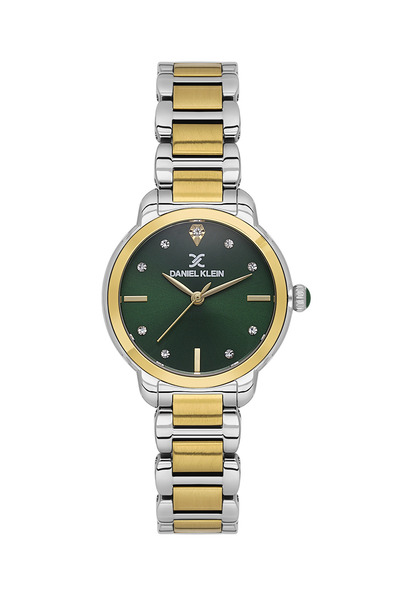 Daniel Klein ساعة نسائية فاخرة من الفولاذ المقاوم للصدأ باللونين الفضي والذهب...