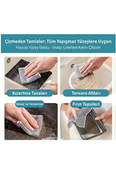 LOVYCO Çift Kat Ovma Teli - Hijyenik Bulaşık Teli - Çift Kat Bulaşık Tel Bezi...