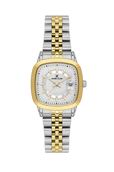 Daniel Klein ساعة نسائية فاخرة من الفولاذ المقاوم للصدأ باللونين الفضي والذهب...