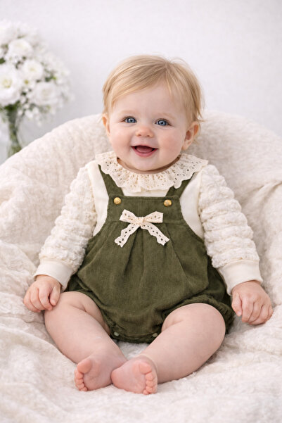 İZYALİF BABY Baby Girl 2-Piece Romper Set with Lace Collar, Luxurious Cotton,...