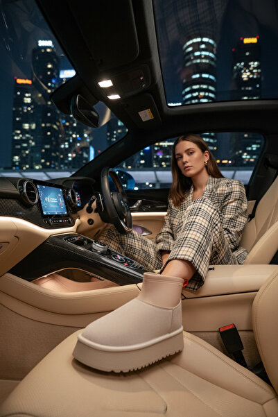 roofatelier Nadia Bej Süet İçi Kürklü Streç Bilek Kadın Bot