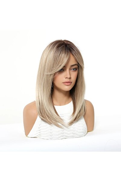 animis beauty Perucă blond cenușiu, fibră sintetică cu aspect natural, păr dr...