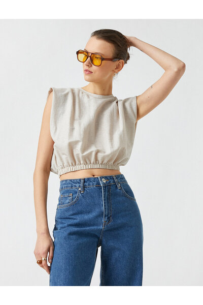Koton Beli Lastikli Crop Tişört
