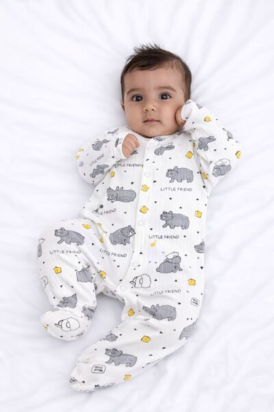 VANİLLİA 100% Cotton Organic Baby Girl Baby Boy Newborn Romper Printed Romper