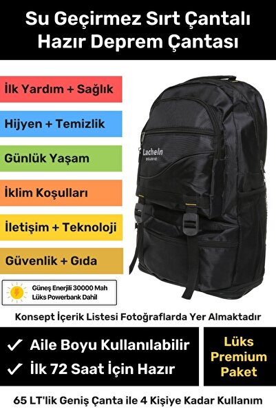 Lacheln Orijinal Lüks Premium Solar Paket Tam Kapsamlı Hazır Deprem Çantası I...