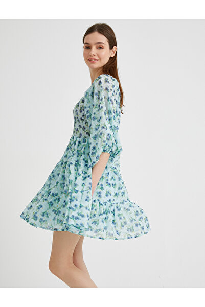 Koton Γυναικείο μπλε φλοράλ φόρεμα