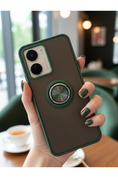 Hatreds حافظة لهاتف فيفو Y16 مع حلقة حماية للكاميرا - مقاومة للبقع، ملمس غير ...