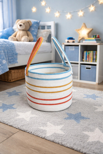 NuaCraft Çocuk Bebek Odası Hasır Oyuncak Sepeti, Düzenleyici, Hediyelik Dekor...