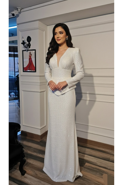 makbuleofficial Payet Kumaştan, Balık Model,Söz Nişan Nikah Elbisesi