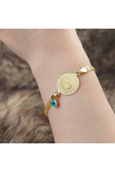 Altınbeyi 22 Ayar Yatırımlık Yeni Çeyrek Altınlı 14 Ayar Kordonlu Nazar Boncu...