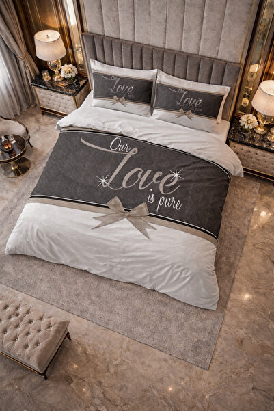 Sleeptime Essentials Lenjerie de pat dublu, microfibra, 3 piese, 200x200/220 cm – Pure Love