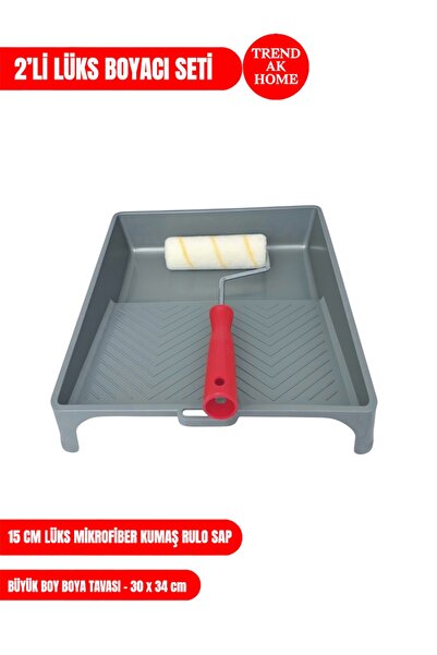OSKAR FIRÇA 2’Lİ BOYACI SETİ - 15 CM MİKROFİBER RULO - BÜYÜK BOY BOYA TAVASI