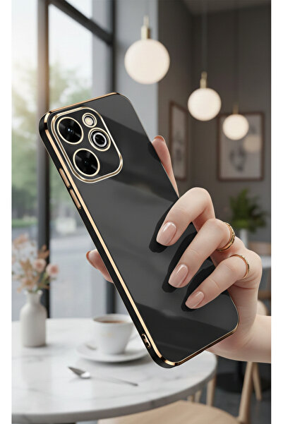 Hatreds Xiaomi Redmi 13 4G Uyumlu Parlak Altın Kenarlı Kamera Korumalı Dayanı...