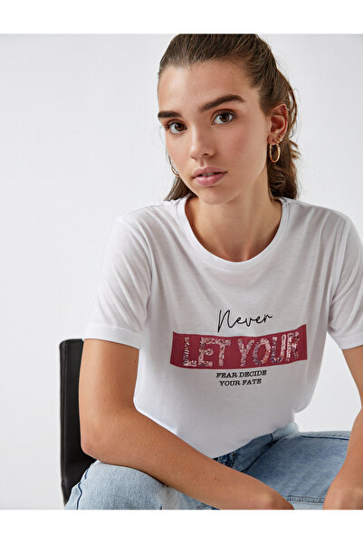 Koton Γυναικείο Off White T-Shirt 1YAK13291EK