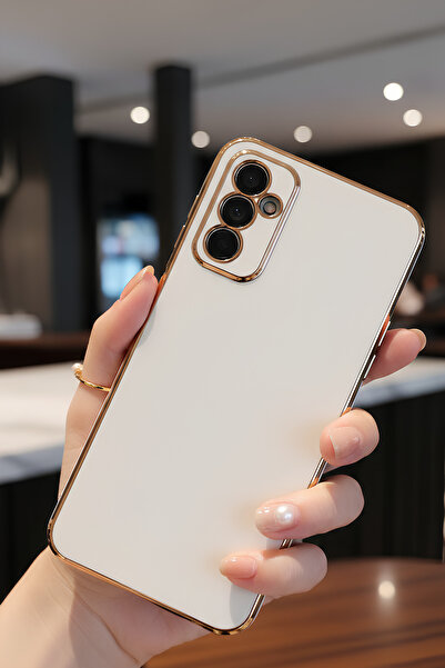 AQUA AKSESUAR Samsung Galaxy A14 4G Uyumlu Parlak Altın Kenarlı Kamera Koruma...
