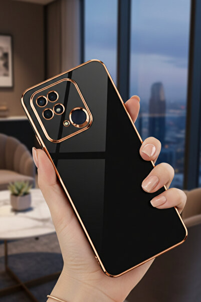 AQUA AKSESUAR Xiaomi Redmi 10C Uyumlu Parlak Altın Kenarlı Kamera Korumalı Da...
