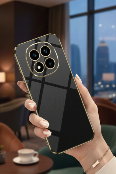 Hatreds Xiaomi Redmi Note 14 Pro Plus Kılıf Parlak Altın Kenarlı Kamera Korum...