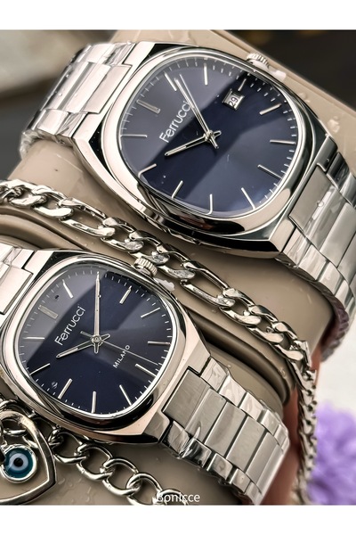 Ferrucci Brand Steel Cord,Silver Yellow Color, Lover Couple Wristwatches Rosa...