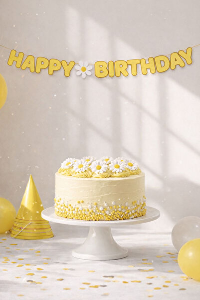 Baloncu Nene Happy Happy Papatya Banner Süsü Doğum Günü Helyum Doğum Günü Süs...