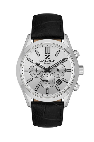 Daniel Klein Exclusive Black Leather Watch for Men DK.1.14212-1