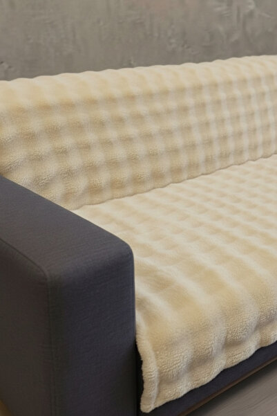 DECORA CASA HOME COLLECTİON Non-Slip Plush Sofa Cover Three Seater Soft Textu...