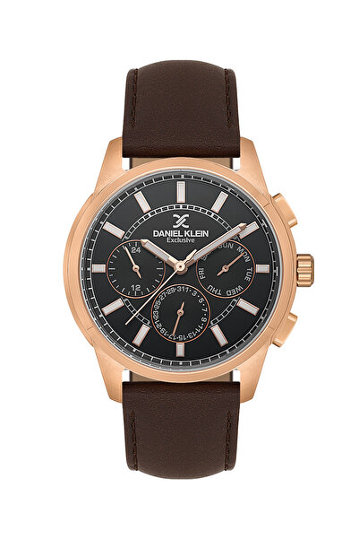 Daniel Klein Exclusive Dark Brown Leather Watch for Men DK.1.14209-5