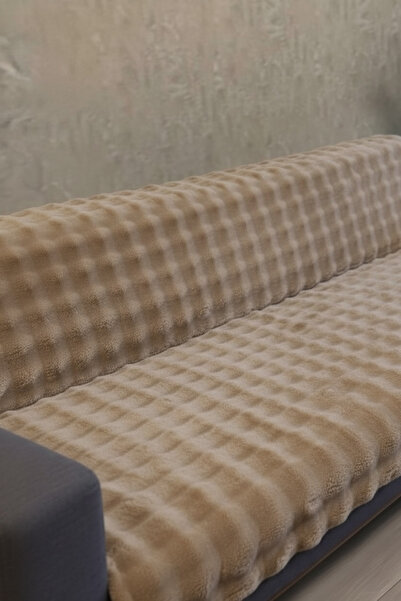 DECORA CASA HOME COLLECTİON Non-Slip Plush Sofa Cover Three Seater Soft Textu...