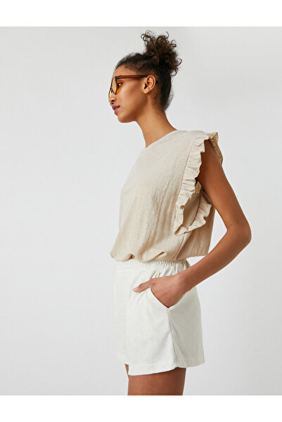 Koton Μπλουζάκι με κοντό μανίκι με λαιμόκοψη