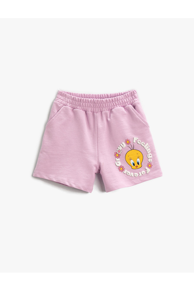 Koton Tweety Printed Shorts Licensed Cotton with Elastic Waist